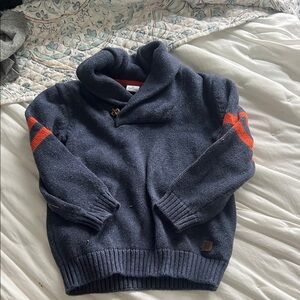 Janie and Jack Navy Turtleneck Sweater with Orange Accents